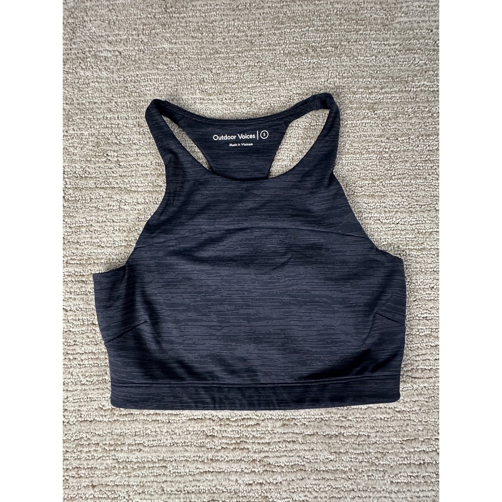 Outdoor Voices Gray Space Dye High Neck Racerback Sports Bra Small